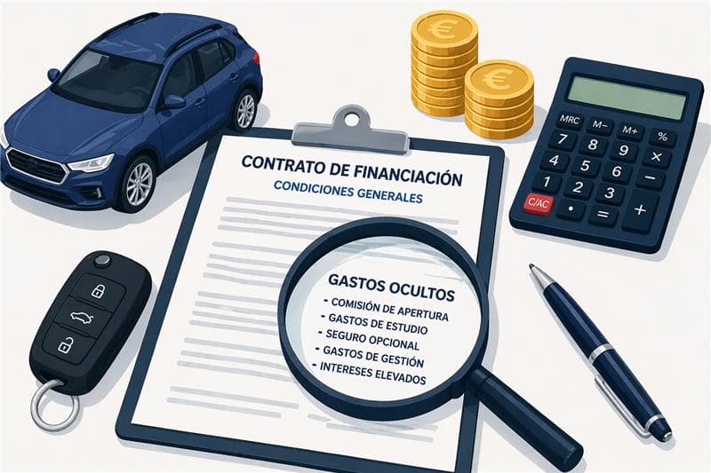 Revisión de contrato de financiación de coche, cláusulas abusivas y costes ocultos